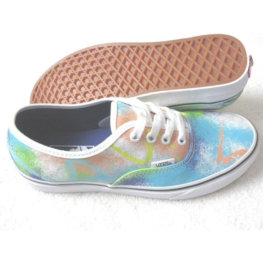Vans Women's Authentic Retro Mart Paint True White Canvas Shoes Size 7.5 NIB
